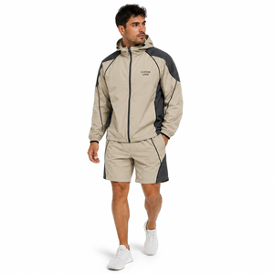 Ensemble survêtement et short coupe-vent pour homme ODM, en polyester tissé technique, style streetwear, fabricant OEM - Product Image 1