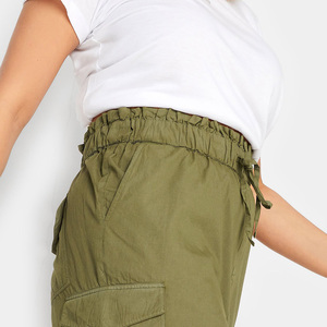 High Waist <b>Women's</b> <b>Cargo</b> <b>Shorts</b> Cotton Spandex Canvas Dark Wash Quick Dry Breathable Button Fly Casual Solid Color Pocket Design - Product Image 6