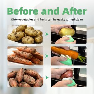 <b>Vegetable</b> <b>Brush</b> Scrubber Black Stiff Bristles White Soft Bristles Dishwasher Safe Ear-Hanging Cleaning <b>Brush</b> for Foods Veggie - Product Image 4