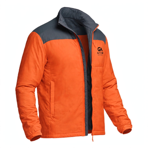 Veste Softshell Orange Décontractée Hiver GYM Active Col Montant Logo Avant Fermeture Éclair Intégrale Imperméable Écologique Anti-UV à Capuche - Product Image 3