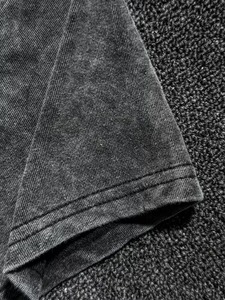 Conjunto de 2 Piezas para Hombre, 100% Algodón, Lavado Ácido, Camiseta y Pantalones Cortos con Efecto Desgastado y Asimétrico - Product Image 5