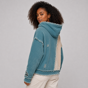 <b>Top</b> Quality Women <b>Distressed</b> Hoodie Custom Logo Soft Cotton Fleece Warm Breathable Casual Streetwear Pullover Hoodie Wholesale - Product Image 3