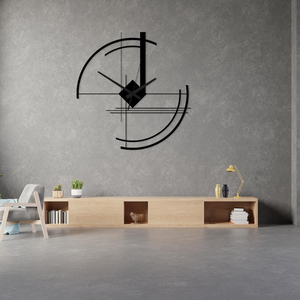 Modern Abstract Metal Wall <b>Clock</b> Geometric Circular Designer <b>Clock</b> Minimalist Black Decorative Wall <b>Art</b> for Living Room Bedroom - Product Image 3