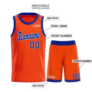 Conjunto de Uniforme de Baloncesto Sublimado Personalizado, Naranja y Azul, Malla sin Mangas, Absorbe la Humedad, Unisex, para Adultos, con Impresión de Nombre y Logotipo del Equipo - Product Image 1