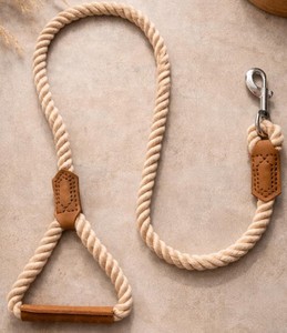 Correa para Perro de Cuerda de Algodón Trenzada – Detalles en Cuero Genuino - Product Image 1