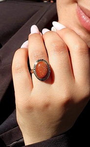 Anillo de Piedra Solar Dorada, Plata de Ley 925, Joyería Hecha a Mano, Anillo Boho, Regalo para Mujer - Product Image 4