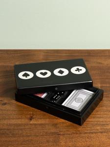 Boîte de rangement rectangulaire noire pour cartes de poker avec symboles de troupes, design en bois brillant, organisateur de jeu multifonctionnel classique 203x133x68mm - Product Image 6