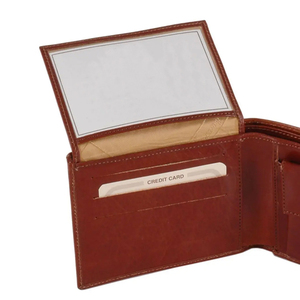 OEM/ODM Service Genuine Leather <b>Men's</b> Bifold <b>Wallet</b> Custom Logo Wholesale Blank Genuine Leather <b>Wallet</b> Ready <b>for</b> Custom Logo - Product Image 5