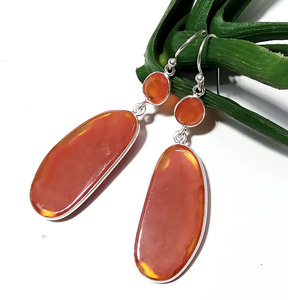 Natural Orange Banded Agate Dangle <b>Earrings</b> Solid 925 Sterling <b>Silver</b> Handmade IGI Certified Drop Gemstone Jewelry Gifts - Product Image 6