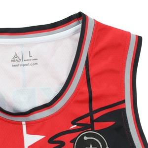 Maillot de basket-ball rouge personnalisé Healy, unisexe, adulte, sans manches, impression sublimée, Star Fusion Academy 24, évacuation de l'humidité - Product Image 3