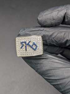 Heavy Iced Out Square <b>Ring</b> Moissanite Micro Pave <b>925</b> <b>Silver</b> Custom Initial Number <b>Ring</b> Hip Hop Rapper Jewelry Gift - Product Image 3