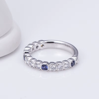 Damen Weißgold Labor-Gezüchteter Diamant Saphir Ring Runder Brillantschliff 18K Vergoldet Klassischer Verlobungsschmuck KRISHNAVII
