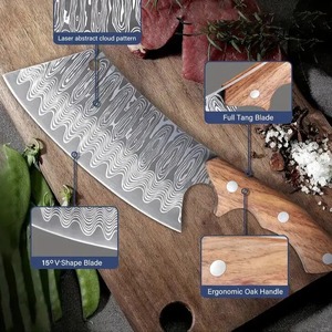 Hand-Forged <b>Japanese</b> Meat <b>Cleaver</b> Knife with Oak Handle & Sheath - Product Image 2