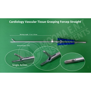 Cardiology Vascular Tissue Grasping Forcep Straight 17cm 5mm Sheath Diameter Single Action Manual Surgical <b>Instrument</b> - Product Image 1