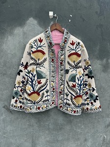 Premium Handcrafted Women’s Cotton Quilted Jacket Hand Embroidery Bohemian Style Open Front <b>Cardigan</b> <b>Coat</b> At Factory Price - Product Image 2