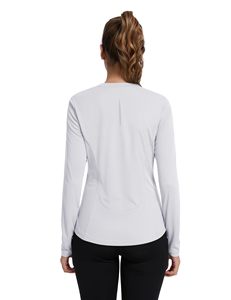 Ropa de pesca para mujer, camisa de pesca blanca de manga larga con protección solar UPF 50, de secado rápido, top tipo jersey de color sólido para adultos - Product Image 2