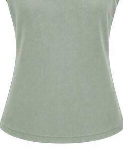 Customized Light Green Women Casual Summer Blouse Elegant Flower Neck Design Short Sleeve Loose Fit Fashion Daily Wear <b>Top</b> Shirt - Product Image 6