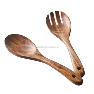 Ensemble d'outils de salade en bois d'acacia à long manche de vente chaude artisanat artistique ustensiles de service populaires - Product Image 5