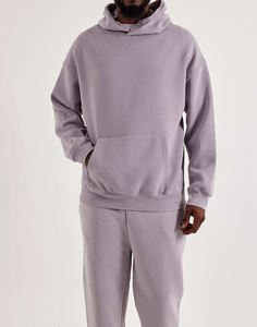 Sudadera con Capucha para Hombre, Color Lavanda Sólido, Felpa de Algodón, Corte Regular, Informal, con Bolsillo, Tejido de Invierno, Ecológico, 500g - Product Image 1