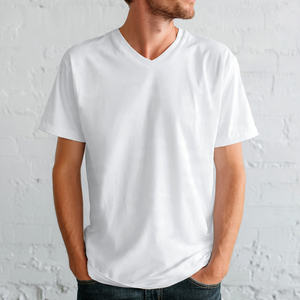 T-shirts d'été pour hommes à col en V, 100% coton, manches courtes, légers, t-shirt tendance streetwear pour hommes, t-shirt à col en V pour hommes - Product Image 3