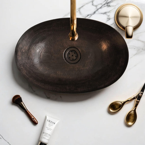 Handmade Oval Copper Vessel Sink <b>Rustic</b> Modern <b>Bathroom</b> Wash Basin Luxury Handcrafted Copper <b>Vanity</b> Basin Decorative Vessel Sink - Product Image 2