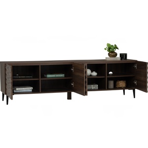 Luxury 1.8m Wood Media Bench Contemporary <b>Walnut</b> <b>TV</b> Cabinet with 4 Doors for Large Living Room and apartment daily use - Product Image 3