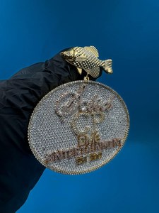 Pendentif cercle personnalisé avec initiale lettre en Moissanite VVS, testée au testeur de diamants, style Hip Hop, en Argent 925, entièrement serti de pierres, avec attache Fish Bail - Product Image 5