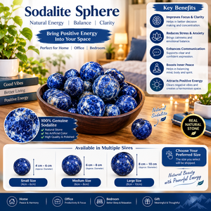 Boule de cristal de sodalite bleue, sphère de pierre polie pour la décoration intérieure, le Feng Shui et la méditation, fabrication directe, tailles personnalisées disponibles - Product Image 3