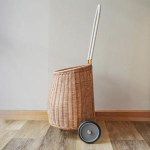 Panier à jouets pour enfant en rotin naturel, sac de poussette, paniers de rangement et décoration pour chambre d'enfant - Product Image 1