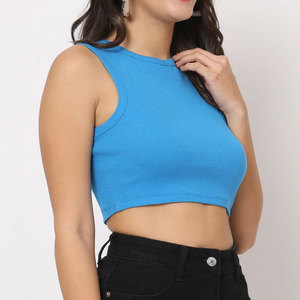 Top Deportivo Corto de Algodón 100% Jersey, 180g, Ligero, para Verano, Gimnasio, Cuello en V, Ajuste Delgado, Secado Rápido, Compresión, Ropa Deportiva para Mujer - Product Image 5