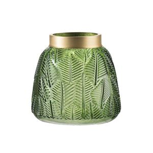 Vase à fleurs décoratif en verre de style Art déco moderne et classique, fait main, rond et côtelé, pour le salon - Product Image 6