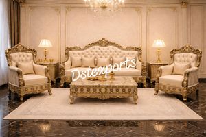 Juego de Sillones para Sala de Estar Estilo Francés, Compre un Sofá Tallado en Oro Antiguo de Lujo con Mesa de Centro, Muebles de Sala de Estar Premium - Product Image 4