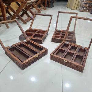 Boîte à condiments en bois à compartiments multiples avec couvercle en verre, résistante à la poussière, écologique, compatible lave-vaisselle, organisateur de rangement pour herbes et épices - Product Image 3