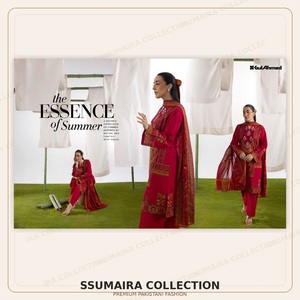 Conjunto de Kurta de Algodón Bordado Tradicional para Mujer, Corte Holgado, Largo hasta el Suelo, Estilo Casual de India y Pakistán, por Gul Ahmed - Product Image 5