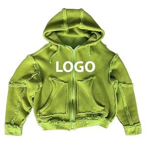 Vente chaude Premium Distressed Faded Hoodies pour Hommes 100% Coton High Street Wear Heavyweight Acid Wash French Terry Hoodies - Product Image 1