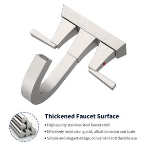 Rubinetto per lavabo bagno a 2 maniglie, interasse 4 pollici, finitura nichel spazzolato, con scarico e 2 ingressi acqua con finitura nichel spazzolato - Product Image 2