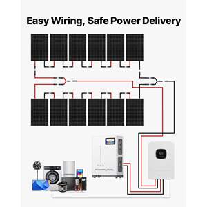 4800W 48V Complete Hybrid Solar <b>Power</b> Kit for Large House <b>Shed</b> Farm 12*400W Monocrystalline Solar Panels 51.2V 300Ah System - Product Image 6