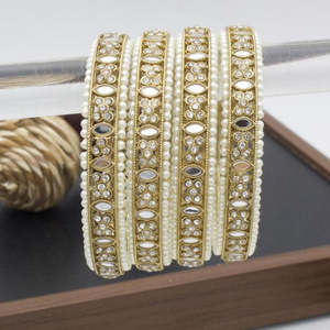 Parure de bijoux plaqué or pierre autrichienne et miroir 10581409WH _ 2.4 Bangles - Product Image 1