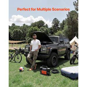 Gonfleur de pneus portable à double cylindre 10,6 CFM avec arrêt automatique, robuste, 12 V, 150 PSI, pompe à air tout-terrain pour SUV 4x4, écran LCD numérique - Product Image 6