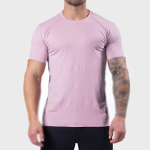 Camiseta Deportiva de Manga Corta para Hombre, Color Naranja, de Secado Rápido, Corte Ajustado, Cuello Redondo, Tejido de Poliéster, Color Sólido - Product Image 2