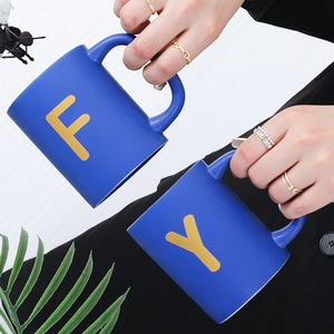 Personalized A-Z Minimalist Blue Ceramic <b>Mug</b> 400ml Custom Alphabet Smooth Underglaze Durable Microwave-safe BPA-free - Product Image 4