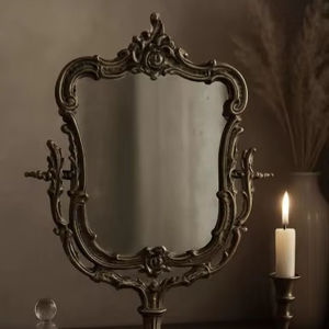 Espejo de tocador vintage de latón, espejo de mesa ornamental, espejo de maquillaje de estilo antiguo, regalo de decoración para el hogar victoriano - Product Image 1