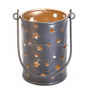 Candelabros votivos de hierro redondos decorativos para el hogar con asa, portavelas votivo de hierro acabado con revestimiento de polvo negro - Product Image 4