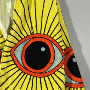 <b>Yellow</b> Velvet Eye Embroidery Suzani Jacket – Handmade Boho Festival Coat, Artistic Statement Outerwear, Unique - Product Image 4