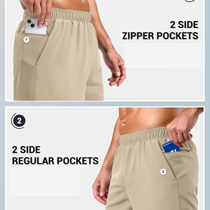 Pantalones Cortos Deportivos Ligeros para Hombre, de Secado Rápido, para Gimnasio, con Bolsillo con Cremallera, Venta al Por Mayor - Product Image 2