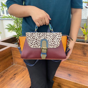 Petit sac à bandoulière pour femmes fait à la main Western coloré en cuir coton imprimé sac à main en cuir recyclé bandoulière cadeau - Product Image 3