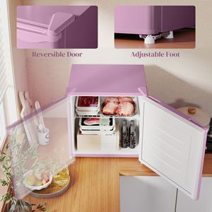 1.1 Cu.Ft Compact Upright <b>Freezer</b> <b>Mini</b> Countertop <b>Freezer</b> with Removable Shelves in Pink Color - Product Image 6