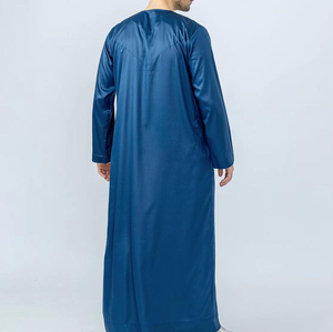 Fashion round Neck <b>Thobe</b> / Thawb Plain Dyed for Adults Breathable <b>Men's</b> Latest Design Breathable Jubbah Solid Color Islamic - Product Image 2