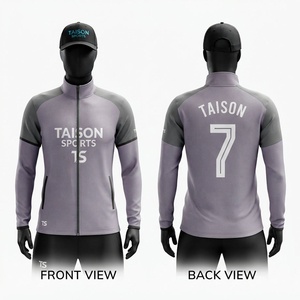 Unisex Soccer Training Pullover Jacket 180 GSM Premium Polyester <b>Fleece</b> Autumn <b>Grey</b> Black Raglan Panel Custom Logo - Product Image 1