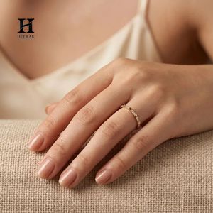 Minimalist Heart Diamond Band 14K Yellow Gold Pavé Matching Wedding <b>Ring</b> <b>Thin</b> Stackable Promise <b>Ring</b> Custom Fine Jewelry - Product Image 4